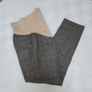 LOFT Navy Beige Cotton Maternity Pant sz 4 #1346